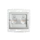 Kanlux RJ45 Cat 5e, IP20, ezüst, süllyesztett dupla számítógépes csatlakozóaljzat, Logi – két eszköz önálló hálózati csatlakoztatásához