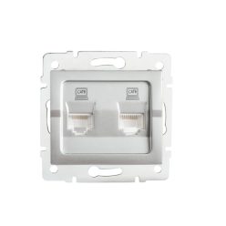   Kanlux RJ45 Cat 6, IP20, ezüst, süllyesztett dupla számítógépes csatlakozóaljzat, Logi – nagysebességű LAN-csatlakozás két eszközhöz
