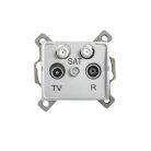 Kanlux, ezüst, fali süllyesztett TV‑2xSAT végzáró csatlakozóaljzat, Logi – optimális TV/SAT jel átviteléhez