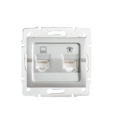   Kanlux, ezüst, fali süllyesztett szimpla számítógép-csatlakozó (RJ45 Cat 6 Jack), Logi – nagysebességű LAN-csatlakoztatásához