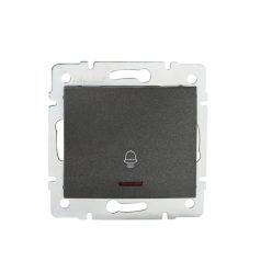   Kanlux 10AX/250V AC, IP20, grafit, fali süllyesztett LED‑es csengő nyomókapcsoló, Logi – jelzőfényes csengő kapcsoló vezérléséhez