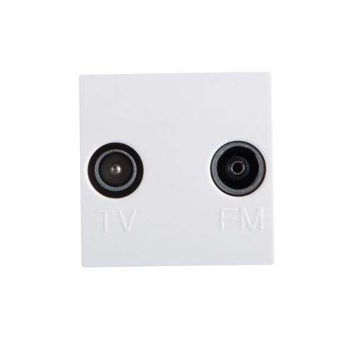 Kanlux fehér, ABS, RTV végzáró antennacsatlakozó aljzat, BIURO – slot 45×45, TV/FM antennacsatlakozáshoz