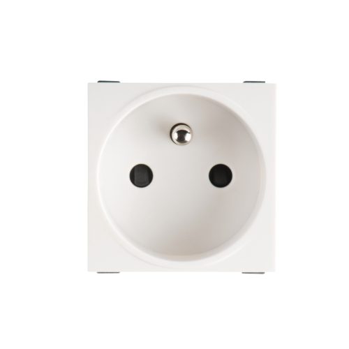 Kanlux 16A/250V AC, IP20, fehér, mini szimpla francia csatlakozóaljzat érintkezés védelemmel, BIURO – egy lámpa/csoport vezérléséhez