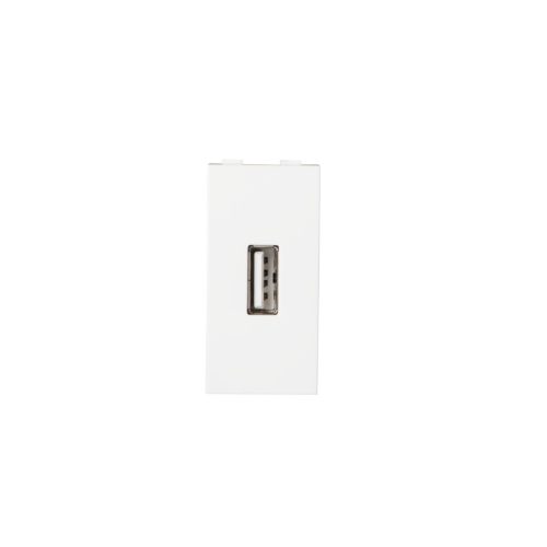 MOWION BIURO, fehér, fali süllyesztett USB csatlakozóaljzat, slot 45x45, 220–240 V AC/5 V DC, 2100 mA – egy eszköz USB adatátviteléhez