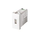 MOWION BIURO, fehér, fali süllyesztett USB csatlakozóaljzat, slot 45x45, 220–240 V AC/5 V DC, 2100 mA – egy eszköz USB adatátviteléhez