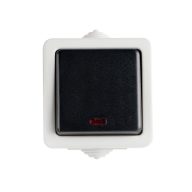   Kanlux 10AX, 250V, 72x72 mm, fekete, IP54 egypólusú LED kapcsoló, TEKNO – kültéri villanykapcsoló