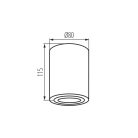 Kanlux 25 fokban állítható mennyezeti spot lámpatest GU10 foglalattal, Ø80 mm, henger alakú, fekete, alumínium, BORD XS
