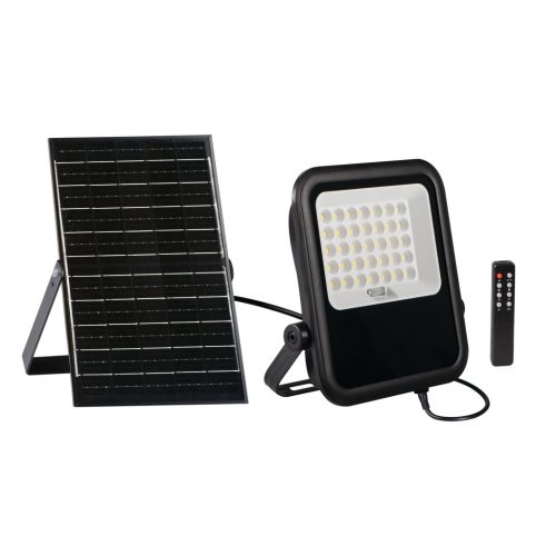 Kanlux 15W 2200 lm IP 65 4000K természetes fehér kültéri napelemes LED reflektor, FL SONE SLR - üveg búrával, 50 000 h élettartam, 5 óra működési idővel