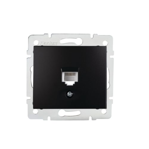 Kanlux DOMO adatcsatlakozó aljzat (RJ45 Cat6), matt fekete, süllyesztett – gigabites LAN csatlakoztatásához