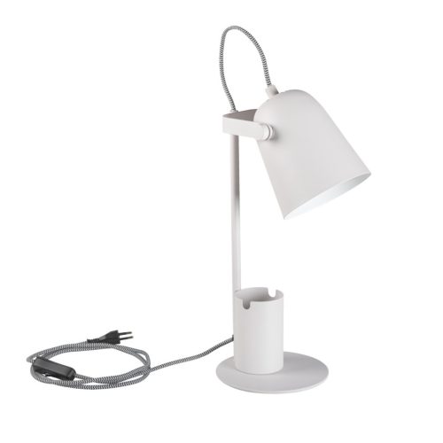 Kanlux E27, Ø120 mm, fehér, fém házas asztali lámpa, RAIBO