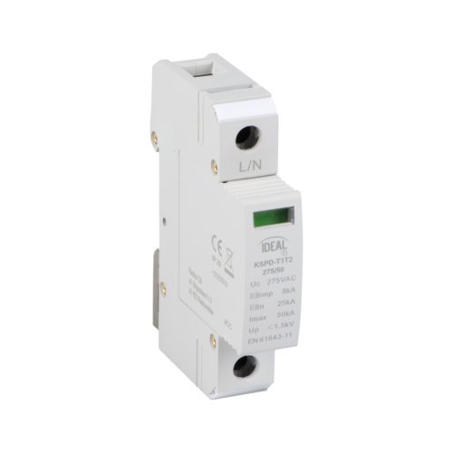 Kanlux 230V AC, T1+T2 B+C osztályú, 1 pólusú, 50kA, túlfeszültség korlátozó, KSPD-T1T2 275/50 1P - villámcsapás elleni védelemhez