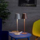 Kanlux 3,7V, 1,2W, 3000K, 165 lm, IP54, Ø110 mm, szürke, fém házas LED asztali lámpa, INITA LED - USB porton keresztül tölthető, vezeték nélküli