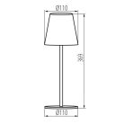 Kanlux 3,7V, 1,2W, 3000K, 165 lm, IP54, Ø110 mm, szürke, fém házas LED asztali lámpa, INITA LED - USB porton keresztül tölthető, vezeték nélküli