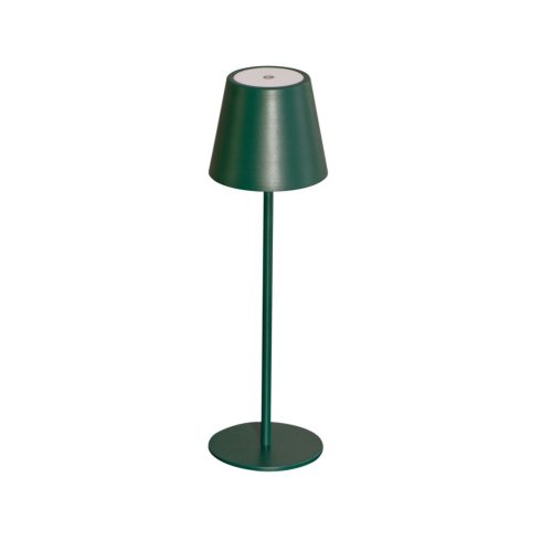 Kanlux 3,7V, 1,2W, 3000K, 165 lm, IP54, Ø110 mm, zöld, fém házas LED asztali lámpa, INITA LED - USB porton keresztül tölthető, vezeték nélküli