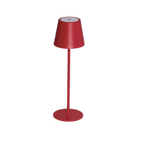 Kanlux 3,7V, 1,2W, 3000K, 165 lm, IP54, Ø110 mm, vörös, fém házas LED asztali lámpa, INITA LED - USB porton keresztül tölthető, vezeték nélküli