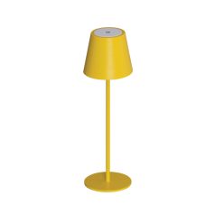   Kanlux 3,7V, 1,2W, 3000K, 165 lm, IP54, Ø110 mm, sárga, fém házas LED asztali lámpa, INITA LED - USB porton keresztül tölthető, vezeték nélküli