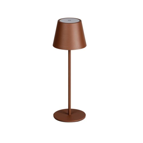 Kanlux 3,7V, 1,2W, 3000K, 165 lm, IP54, Ø110 mm, barna, fém házas LED asztali lámpa, INITA LED - USB porton keresztül tölthető, vezeték nélküli