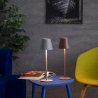 Kanlux 3,7V, 1,2W, 3000K, 165 lm, IP54, Ø110 mm, barna, fém házas LED asztali lámpa, INITA LED - USB porton keresztül tölthető, vezeték nélküli