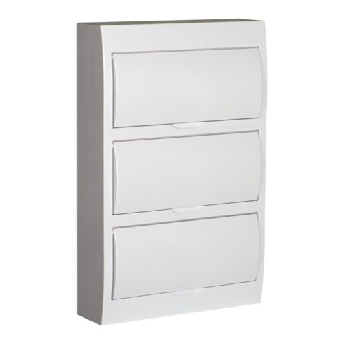 Kanlux, 63A, 230/400 AC, 3x12P, IP40, műanyag, fehér, ITS DB312S 3X12P/SMD-P elosztódoboz - 650°C, oldalfali