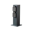 Kanlux, 16A, 220-240 AC, 2SOC, IP44, rozsdamentes acél, antracit, NASTO 2SOC FR B elosztódoboz - kerti oszlop, 250x100x100 mm