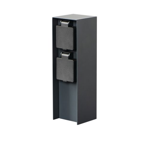 Kanlux, 16A, 220-240 AC, 2SOC, IP44, rozsdamentes acél, antracit, DASTO 2SOC FR B - kerti oszlop, 230x70x70 mm
