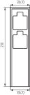 Kanlux, 16A, 220-240 AC, 2SOC, IP44, rozsdamentes acél, antracit, DASTO 2SOC FR B - kerti oszlop, 230x70x70 mm