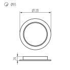 Kanlux süllyesztett lámpatest, 9W, 900 lm, Ø120 mm, 120°, 4000K, IP44/20, kerek, fehér, TAVO LED