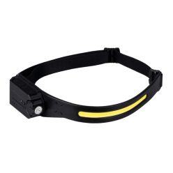   Kanlux akkumulátoros fejlámpa, 350 lm, COB LED + állítható oldalsó led, fekete, gumi + műanyag, MAXIL ACCU - állítható fényerő, akár 9 órás üzemidő, USB-C