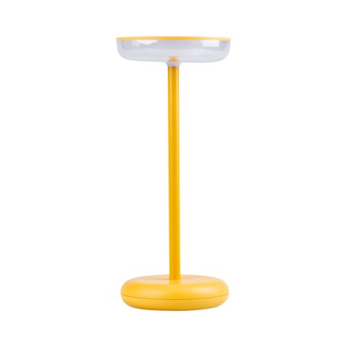Kanlux 3,7V, 1,7W, 140 lm, 3000K, 260 mm, IP44, sárga, műanyag-fém házas, meleg fehér kültéri asztali LED lámpa, FLUXY LED - dimmelhető, USB-C porttal