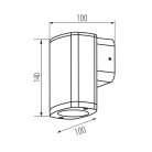 Kanlux GU10, 100x140 mm, IP54, fekete, alumínium házas homlokzati lámpatest, ZEVI