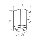 Kanlux GU10, 100x140 mm, IP54, fekete, alumínium házas homlokzati lámpatest, ZEVI - üveg búrával