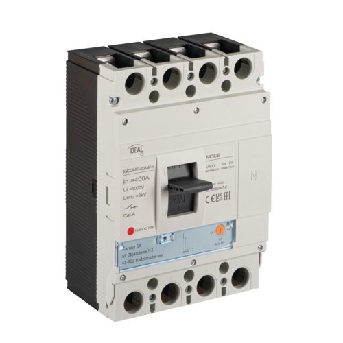 Kanlux 400A/415V AC, kompakt megszakító, 4 pólusú, megnövelt zárlati képességű, KMCCB-RT-400A-4P-H - ipari áramkörvédelemhez