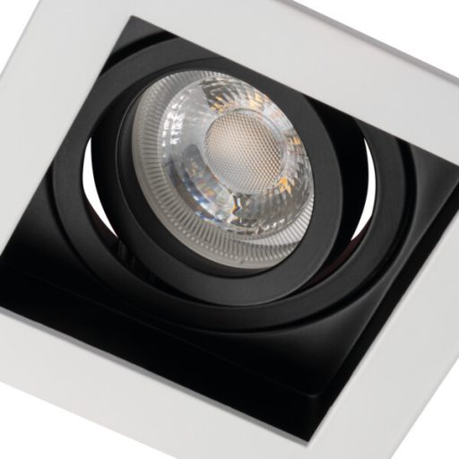 Kanlux 20°-os szögben állítható, 100x100 mm, GU10, IP20, alumínium házas, szögletes spot lámpa keret, ARET