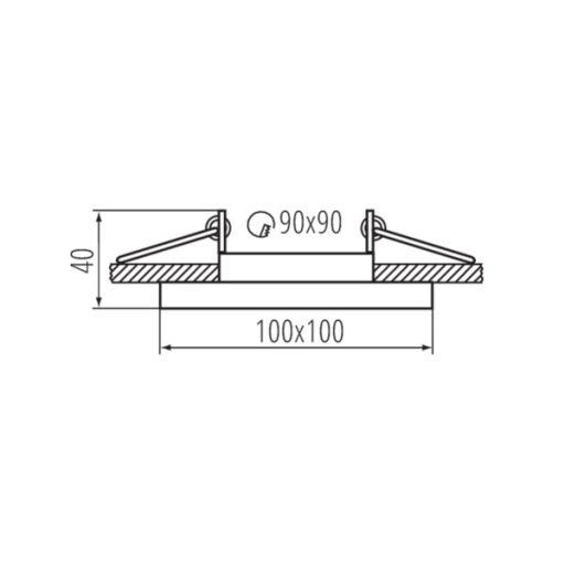 Kanlux 20°-os szögben állítható, 100x100 mm, GU10, IP20, alumínium házas, szögletes spot lámpa keret, ARET