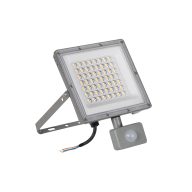   Kanlux 50W, 4300-5400 lm, 3000-6500K, IP44, CCT, szürke, 250x194 mm, állítható színhőmérsékletű, fényáramú LED reflektor, ACETE - mozgásérzékelővel