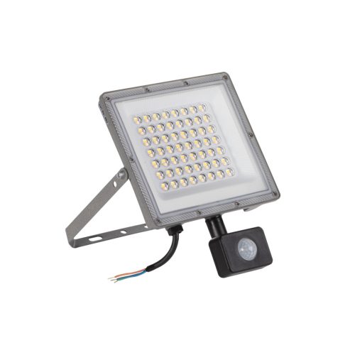 Kanlux 50W, 4300-5400 lm, 3000-6500K, IP44, CCT, szürke, 250x194 mm, állítható színhőmérsékletű, fényáramú LED reflektor, ACETE - mozgásérzékelővel