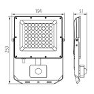 Kanlux 50W, 4300-5400 lm, 3000-6500K, IP44, CCT, szürke, 250x194 mm, állítható színhőmérsékletű, fényáramú LED reflektor, ACETE - mozgásérzékelővel