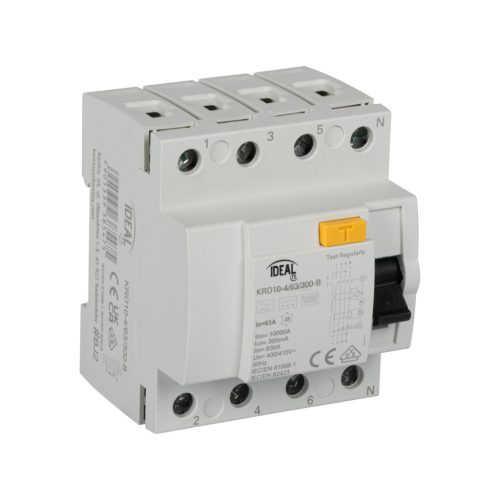 Kanlux 63A 400V AC 300mA 4P Fehér Életvédelmi relé KRD10-4 - Ipari áramkörvédelemhez