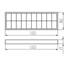 Miledo 2XT8/G13 1222x302x77 mm fehér, acél tükrös lámpatest - irodába, raktárba, üzlethelyiségekbe, orvosi rendelőbe, műtőbe