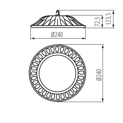 Miledo 50W, 4750 lm, 4000K, Ø240 mm, IP65, természetes fehér kültéri csarnokvilágító LED lámpatest, HIBO LED N