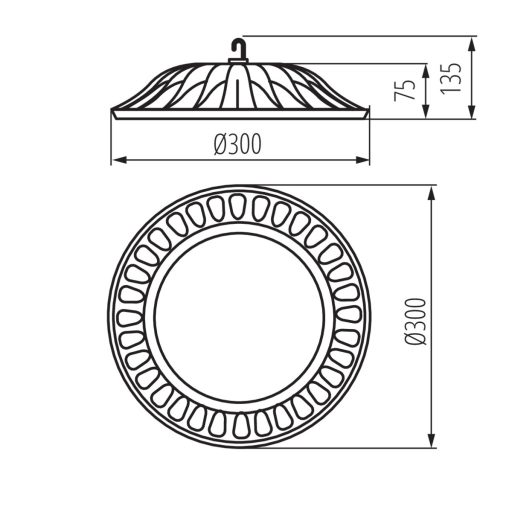 Miledo 100W, 10000 lm, 4000K, Ø300mm, IP65, természetes fehér kültéri csarnokvilágító LED lámpatest, HIBO LED N