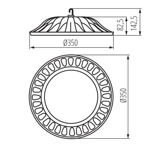 Miledo 150W, 15000 lm, 4000K, Ø350mm, IP65, természetes fehér kültéri csarnokvilágító LED lámpatest, HIBO LED N