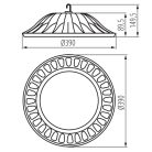 Miledo 200W, 20000 lm, 4000K, Ø390mm, IP65, természetes fehér kültéri csarnokvilágító LED lámpatest, HIBO LED N