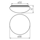 Miledo 24W, 1700 lm, 4000K, IP44, Ø380 mm, fehér, fém házas, kerek természetes fehér spot lámpa, CORSO LED v2