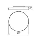 Miledo 15W, 1500 lm, 4000K, IP54, RA80, Ø220 mm, kerek, fehér, műanyag házas természetes fehér LED mennyezeti lámpatest, DUNO PRO