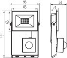 Miledo 10W 800 lm IP 44 4000K fekete, alumínium természetes fehér kültéri LED reflektor, GRUN NV - opál edzett üveg búrával, 25 000 h élettartammal