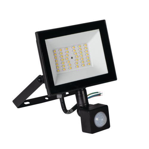 Miledo 30W 2650 lm IP 44 4000K fekete, alumínium természetes fehér kültéri LED reflektor, GRUN NV - opál edzett üveg búrával, 25 000 h élettartam