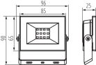 Miledo 10W 800 lm IP 65 4000K fekete, alumínium természetes fehér kültéri LED reflektor, GRUN NV - opál edzett üveg búrával, 25 000 h élettartam