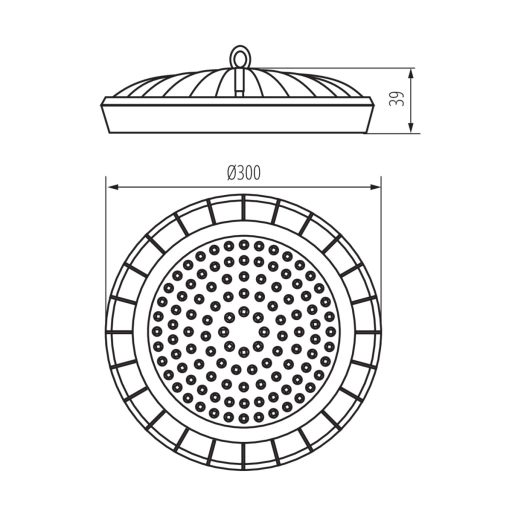 Miledo 150W, 15000 lm, 4000K, Ø300 mm, IP65, természetes fehér kültéri csarnokvilágító LED lámpatest, HB UFO LED