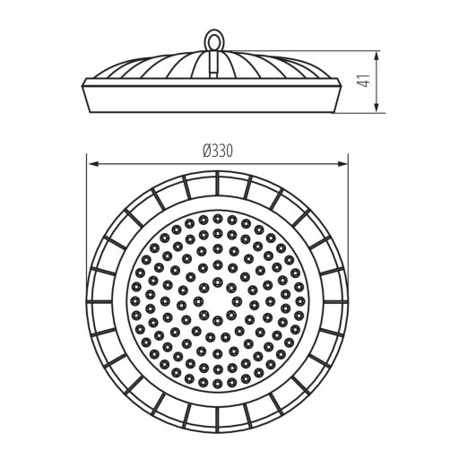 Miledo 200W, 20000 lm, 4000K, Ø330 mm, IP65, természetes fehér kültéri csarnokvilágító LED lámpatest, HB UFO LED
